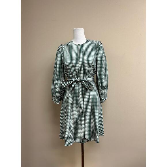 POMANDER PLACE Green Gingham Seersucker Cordelia Dress S - NWT - Picture 4 of 5